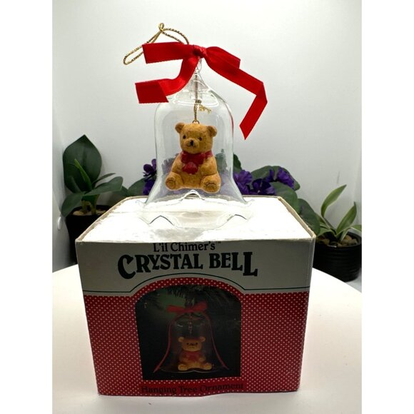 Li'l Chimers By Jasco Crystal Bell Ornament With Teddy Bear & Red Ribbon - Picture 8 of 8